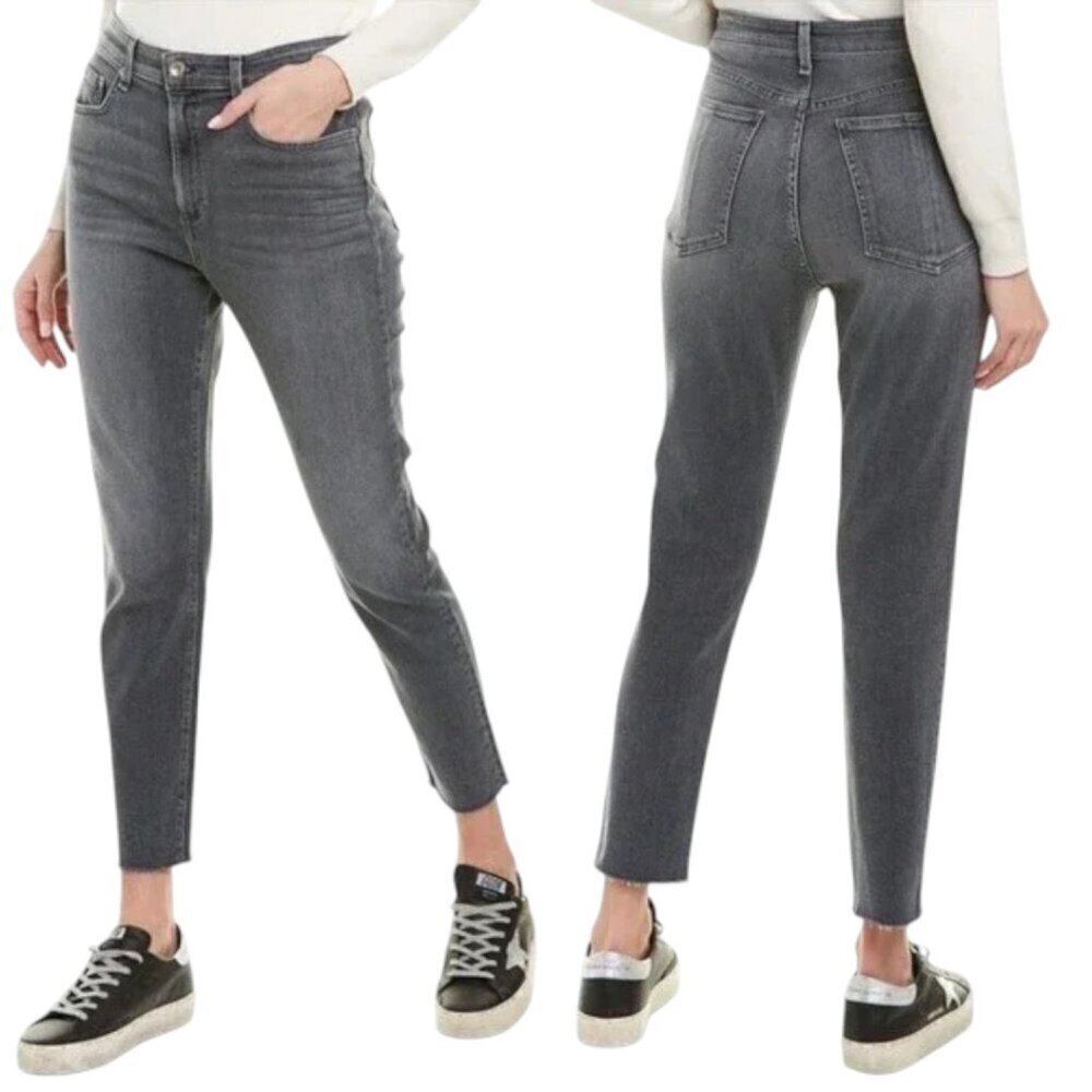 Rag and Bone Nina High Rise Ankle Skinny Jeans Gray Raw Hem